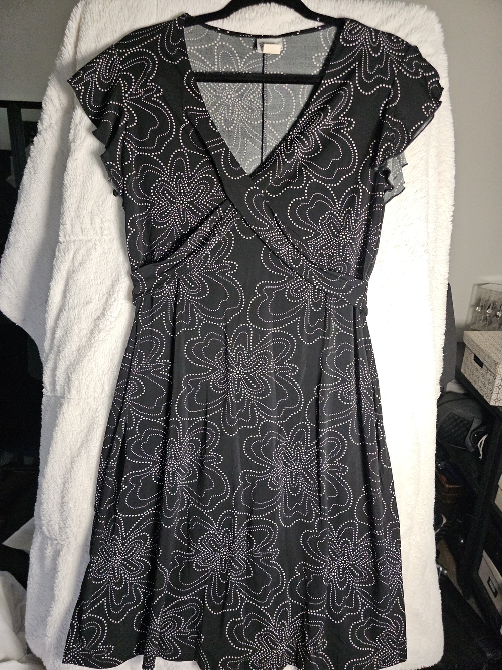 Giorgio Fiorelli Black Floral Dot Wrap Dress